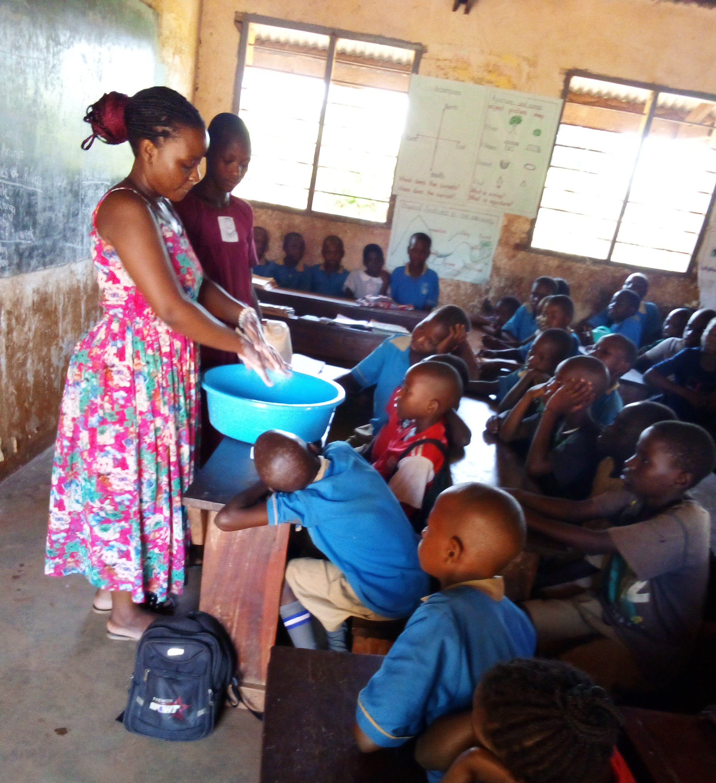 2024 q1 judith demonstrates handwashing Judith, centre coordinator, demonstrates the recommended way of washing hands.